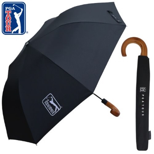 [PGA]2단자동 블랙우드핸들 우산